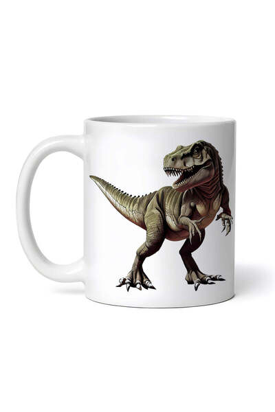 OEM Cană albă personalizată, dinozaur Tyrannosaurus, INOVATIX®. 330ml