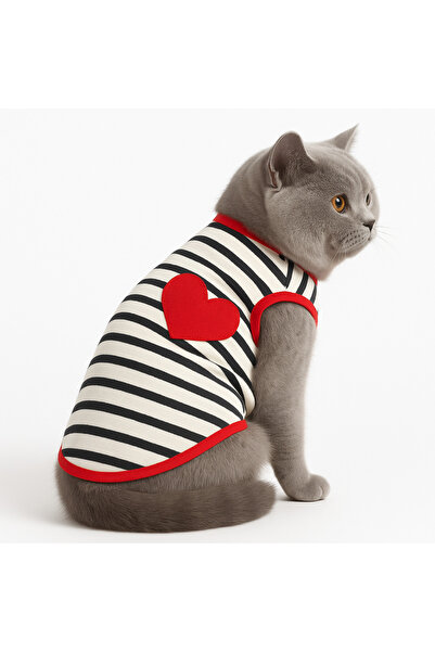 DOGİ&DOG قميص داخلي على شكل قلب للقطط - مقاس كبير - (للقطط التي يصل وزنها إلى...