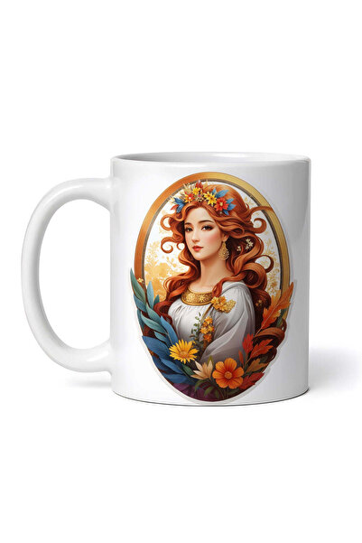 OEM Cană albă personalizată, simbol zodiacal Fecioară (fată), Inovatix®. 330 ml