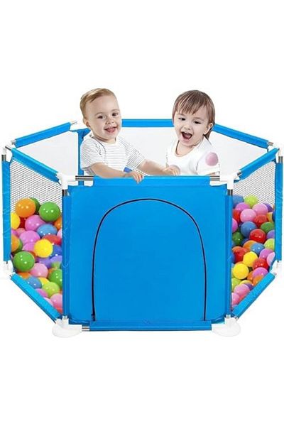 Biki Children's Activity Center with Fixed Floor | Biki Play Balls, Safety Fence & Foldable