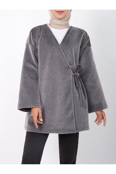 Modamorfo Side Tie Fur Jacket - Smoked