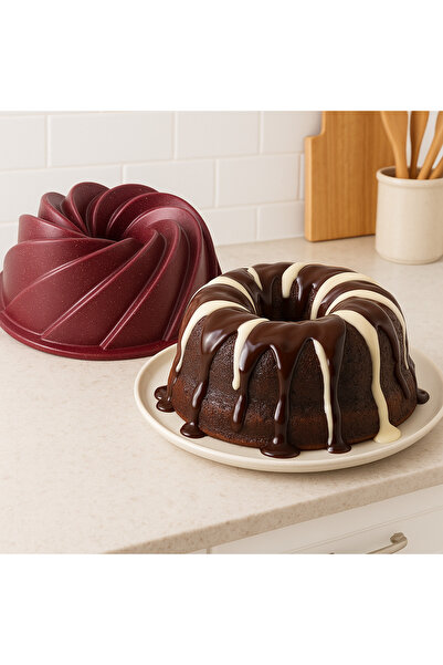 ALMUFARREJ Granite Spiral Shaped Cake Mould Red 25cm