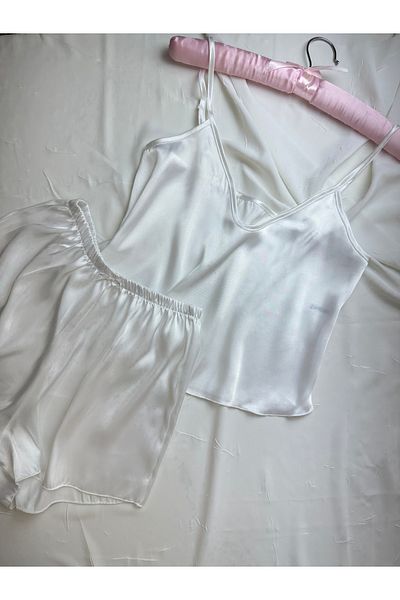 ROZENİN LINGERIE Adjustable Strap Satin Pajama Set