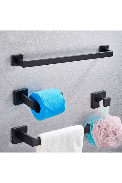 Blackswan Design Set accesorii baie, Blackswan, Tip M5, 4 piese, model negru mat, dimensiune 60 cm