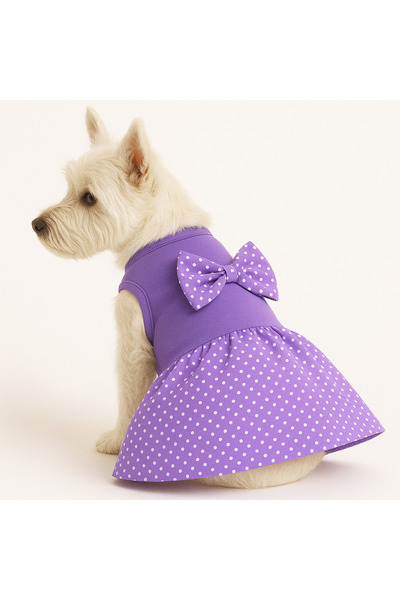 DOGİ&DOG Small Breed Purple Polka Dot Cat & Dog Dress (1 Kg-11 kg)