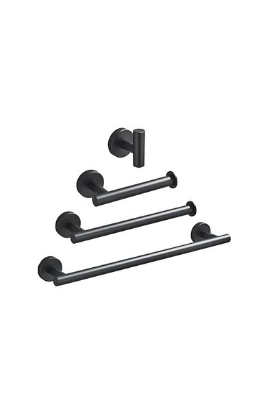 Blackswan Design Set accesorii baie, Blackswan, Tip M17, 4 piese, model negru mat rotund, dimensiune 45 cm
