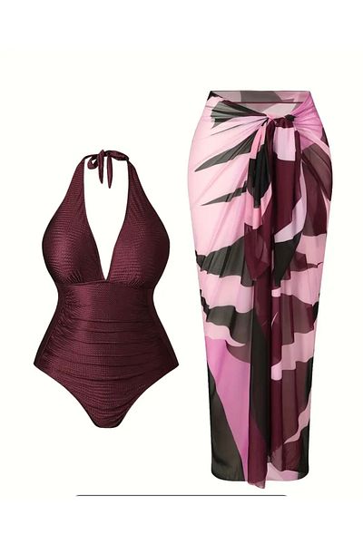 emosavm Jumpsuit Large Size Women's Swimsuit Set