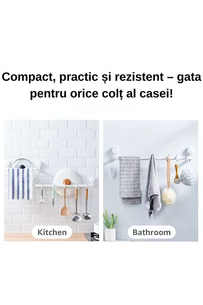 MARYALEX Bathroom towel holder, multifunctional, Easy attachment without drilling, Plastic, White