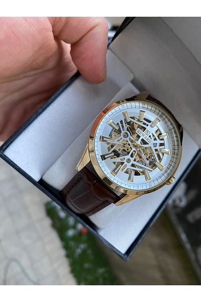 Reward Men's Automatic Leather Cord with Wristwatch and Bracelet Gift
