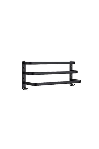 Blackswan Design Suport prosoape baie, Blackswan, Tip M13, triplu, model negru mat cu agatoare, 50 cm
