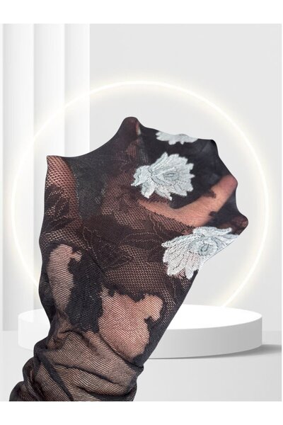 İntive Lingerie Grisi Tania Çiçek Desenli Baskılı Güpür Dantel Görünümlü 20 Den Desenli Külotlu Çorap (Made in Ital