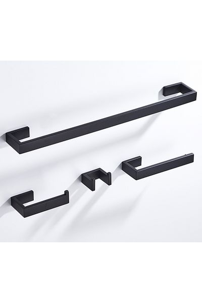Blackswan Design Set accesorii baie, Blackswan, Tip M9, 4 piese, model negru mat, dimensiune 62 cm