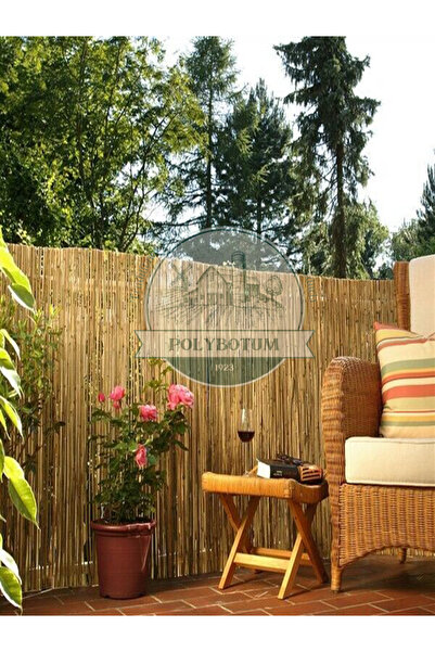 POLYBOTUM 100x500 Dekoratif Doğal Bambu Kamış Hasır Bahçe Çiti- Gölgelik Hasır -balkon -tavan Dekorasyon