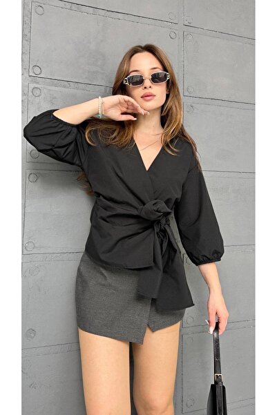 Ekim Store Telalı Yandan Kalın Bağlamalı Gömlek