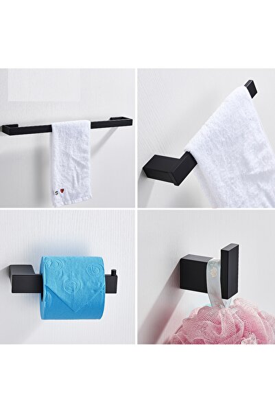 Blackswan Design Set accesorii baie, Blackswan, Tip M1, 4 piese, model negru mat, dimensiune 61.5 cm