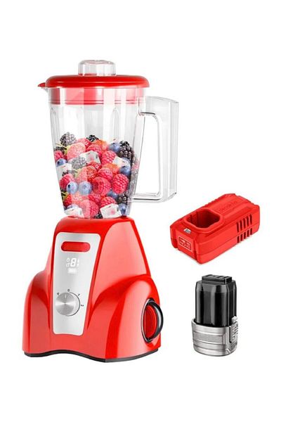 Generic Cordless Blender Juicer 1.5L, 300W, 2000mAh, 2-Speed, Portable Smoothie Maker, Red