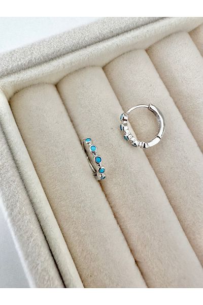 My Bellas Jewels Surgical Steel Blue Zircon Stone Hoop Tragus Piercing, Helix, Flat, Conch, Lobe (1 Piece)