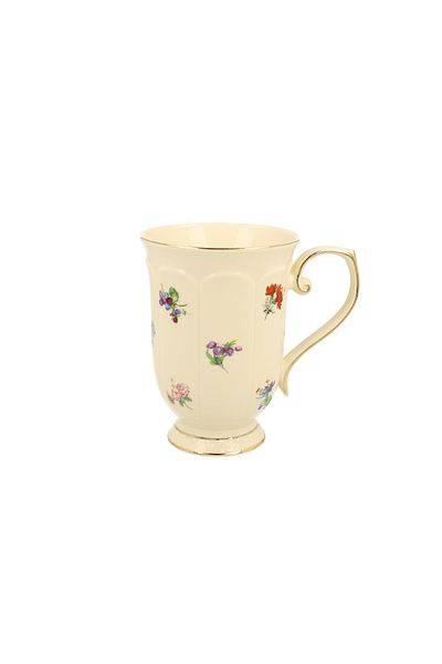 GiftExpress Cream porcelain mug with flowers Ecru England 450ml