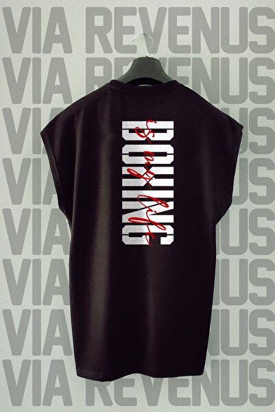 Vordevia Tricou sport cu mânecă zero cu decolteu rotund cu imprimeu pe spate ...