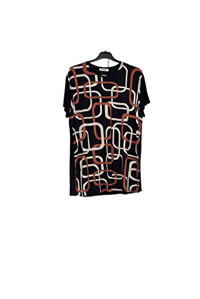 Sevda Kılınç Plus Size Combed Cotton Patterned T-Shirt