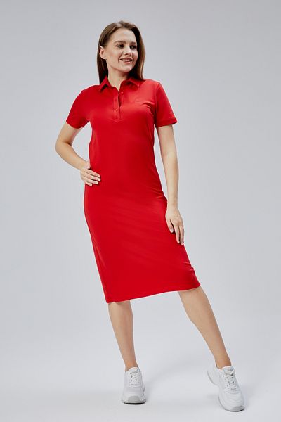M MOONCOVER Polo Neck Short Sleeve Midi Length Women's Dress 100% Cotton Wear and Go