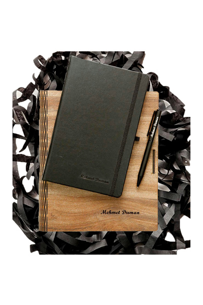 ertal hediyelik Ahşap Kutusunda A/5 Defter & Metal Tükenmez Kalem Seti