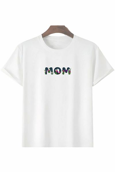 modaserdem Special design mom flower printed t-shirt for mother's day - white