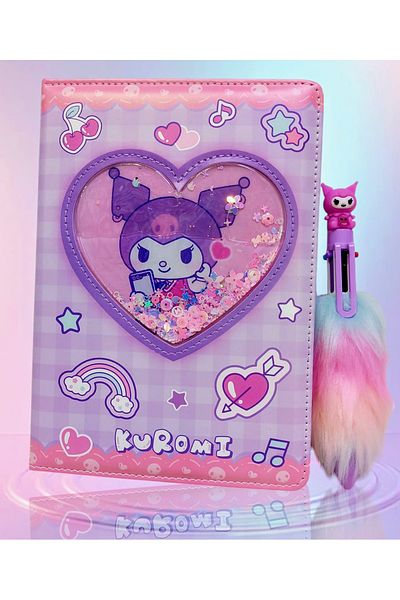 izmir yazici servis Kuromi Memory Book Glittery Water Sequin Notebook 6 Colors Writable Pen Gift Set Birthday Certificate
