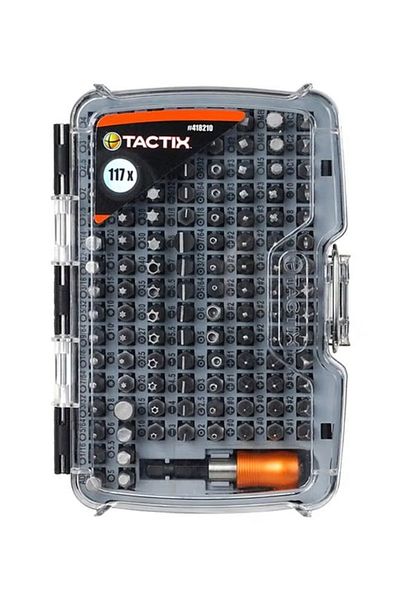 Tactix 117-piece Master 1/4 Inch Cr-v Bits Set - Complete Kit For Daily Needs,