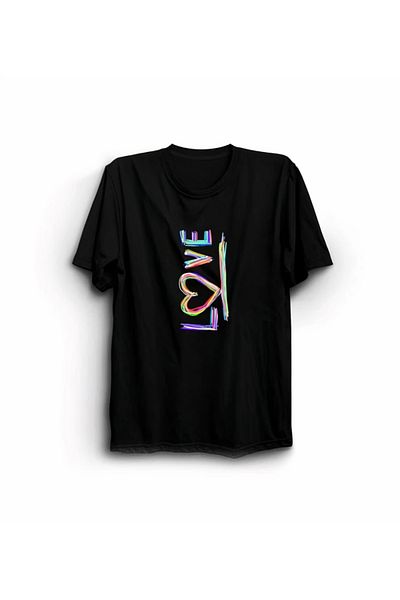 modaserdem Special Design Love Printed T-Shirt for Valentine's Day - Black