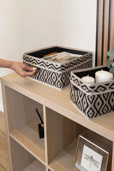 Helen's Home Patterned 2 Drawer and Shelf Organizer