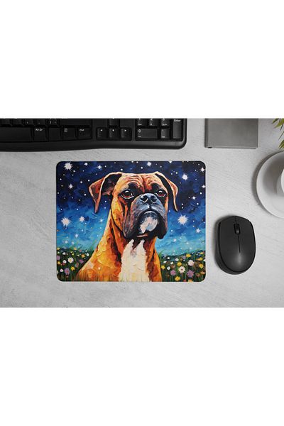 MS Major Selection Boxer Dog Mouse Pad – Starry Night Art Design (17.5X21.5 Cm, Non-Slip Base)