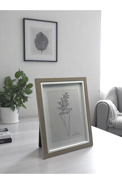 CİHO 13×18 cm Glass Wooden Decorative Contrast White Detailed Photo / Memory Frame