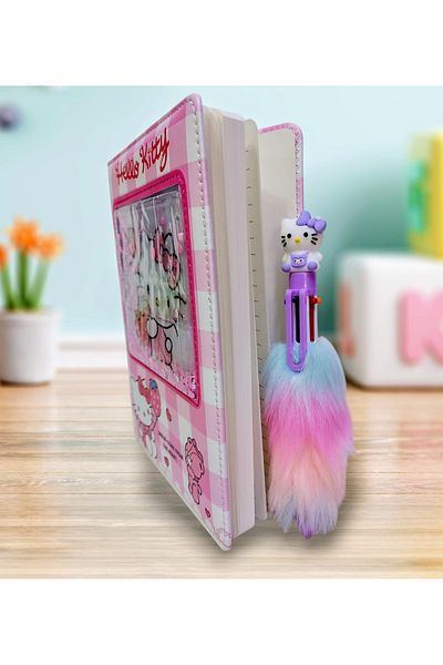 izmir yazici servis Hello Kitty Scrapbook Glittery Water Sequin Notebook 6 Colors Writable Pen Gift Set Certificate
