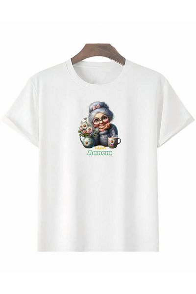 modaserdem Special Design for Mother's Day My Dear Mother Printed T-Shirt - White