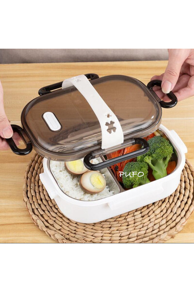 PUFO Caserolă cu capac pentru prânz și mâncare, interior din oțel inoxidabil, 900 ml