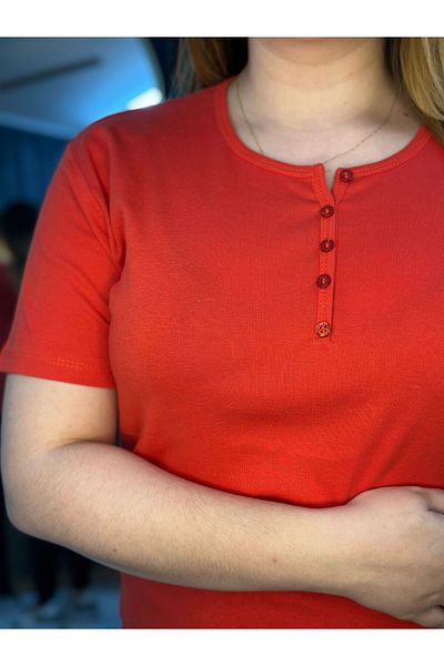 YNSGİYİM Yns Women's Cotton Rib 100% T-Shirt Blouse Short Sleeve Summer