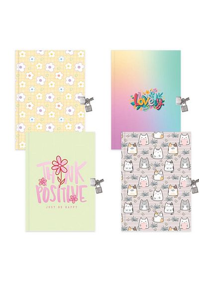 KESKİN COLOR Lockable Diary and Journal – 14X20 Cm, 80 Sheets (Assorted Cover Patterns)