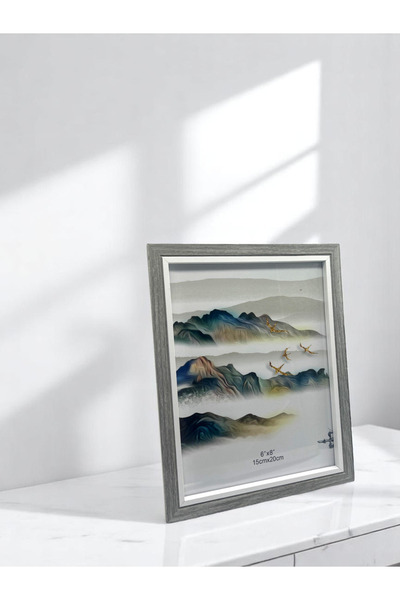 CİHO 15×20 cm Glass Wooden Decorative Contrast White Detailed Photo / Memory Frame