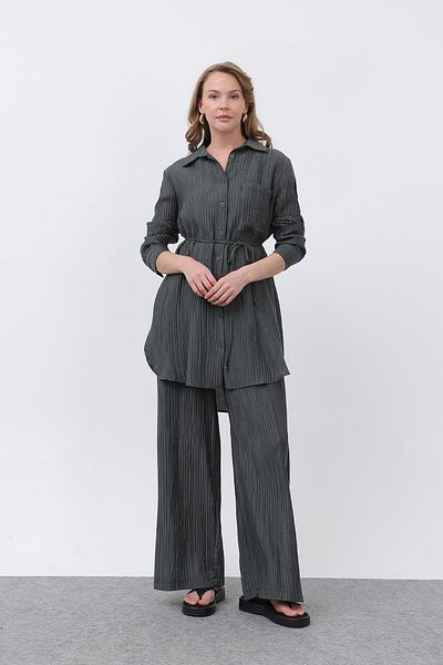 Puane Women's Belted Waist Trousers Suit 14336Tks