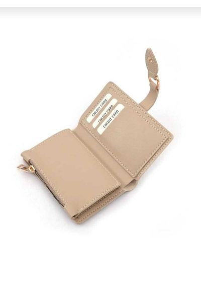 gullfoss Faux Leather Cover Multi-Compartment Card Holder Zippered Separate Pocket Wallet