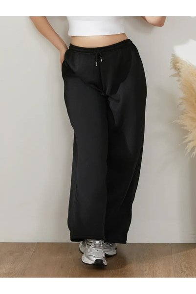 CAONNES Women's Black Baggy Plus Size Loose Fitting Sportswear Quality Stretchy Comfortable Fabric Sweatpants Şahhh1