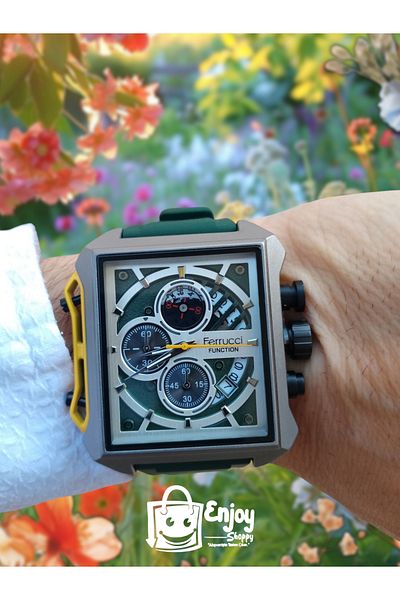 Ferrucci Function Series Men's Wristwatch Special Design, Steel Case, Silicone Cord, Chronograph