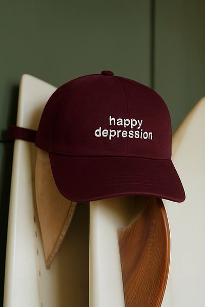 Eazy Co Șapcă de baseball unisex Happy Depression Burgundy