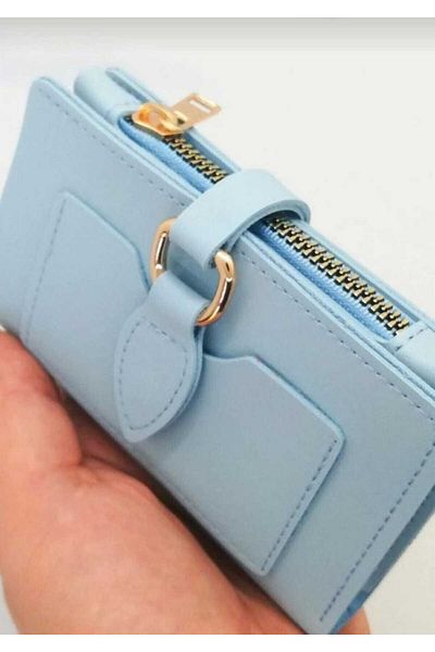 gullfoss Faux Leather Cover Multi-Compartment Card Holder Zippered Separate Pocket Wallet