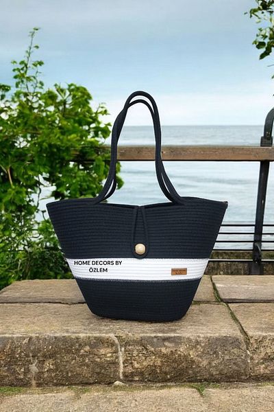 home decors by özlem Handmade Straw Shoulder Bag - Handmade for Beach and Daily Use