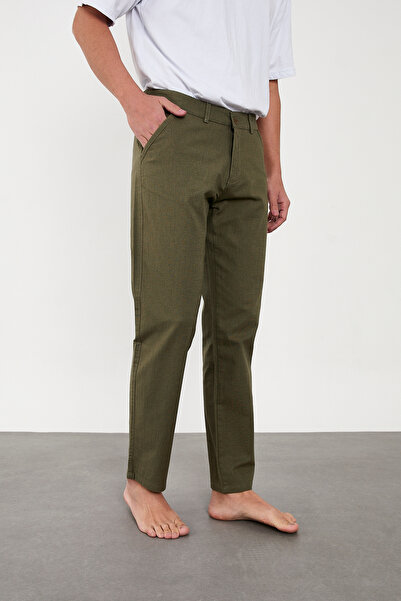 IMPOSING JNS Ανδρικό παντελόνι από λινό χακί κανονικής εφαρμογής για νέα σεζόν