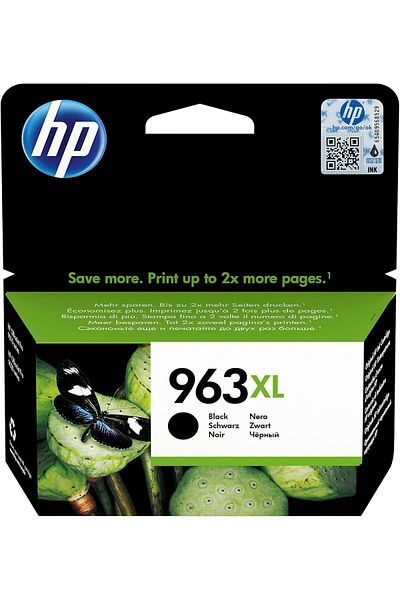 HP خرطوشة حبر HP الأصلية عالية الإنتاجية باللون الأسود، 963XL