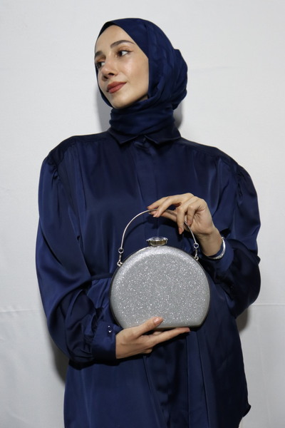 BUKAWEAR Γυναικεία Ασημένια Ασημένια Μπουκάλι Μοντέλο Βραδινό Φόρεμα Τσάντα