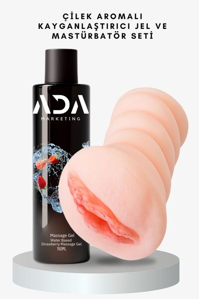 Ada Marketing Çilekli Kayganlaştırıcı Jel Ve Silikon Mastürbatör Seti